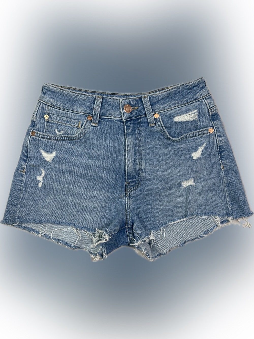 Mavi Rosie Distressed Denim Shorts Size 24 Light Wash Raw Hem